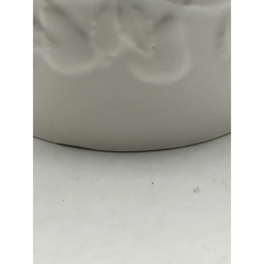 Round White Ceramic Embossed Fruit Lidded Box 5.2